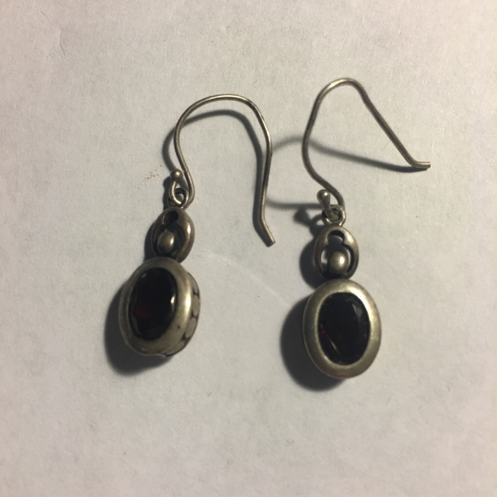 Sterling silver and garnet earrings